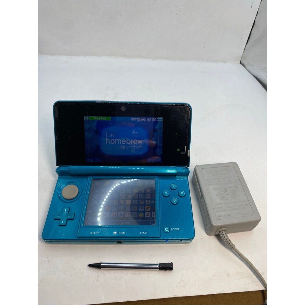 Nintendo 3DS Handheld Console Aqua Blue USA w Pokémon Mario Zelda games